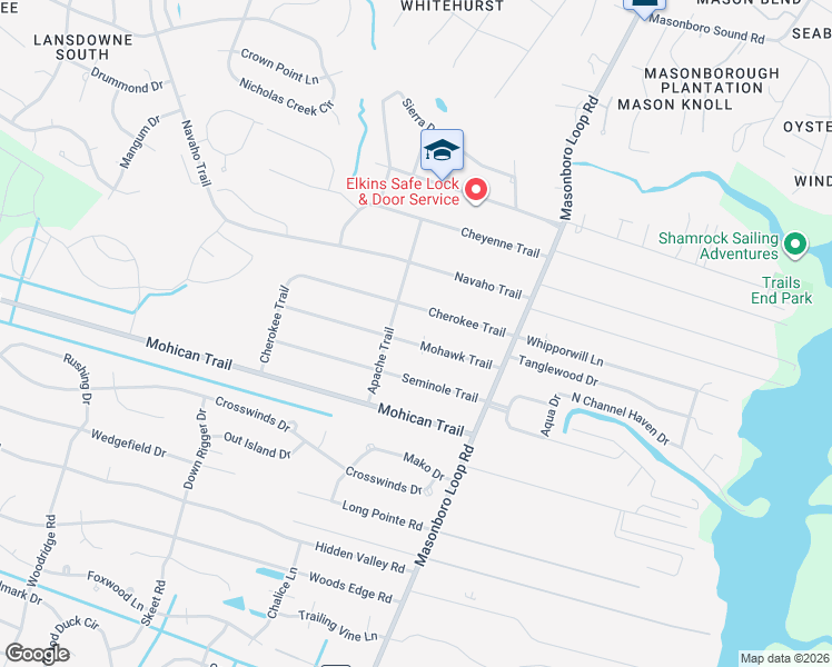 map of restaurants, bars, coffee shops, grocery stores, and more near 138 Mohawk Trail in Wilmington