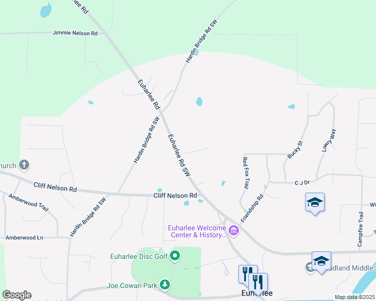 map of restaurants, bars, coffee shops, grocery stores, and more near in Euharlee