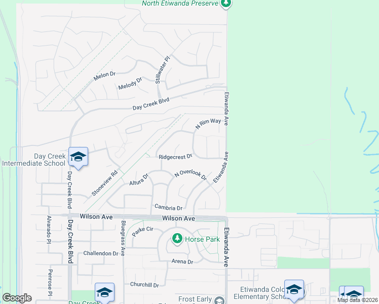 map of restaurants, bars, coffee shops, grocery stores, and more near 5548 Pacific Crest Place in Rancho Cucamonga