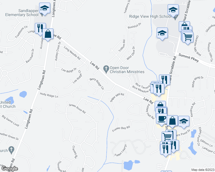 map of restaurants, bars, coffee shops, grocery stores, and more near 16 Thornberry Court in Columbia