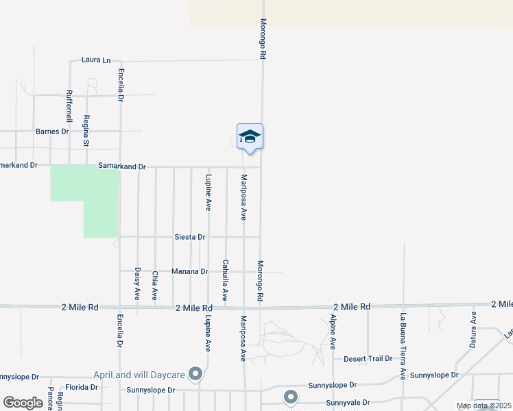 map of restaurants, bars, coffee shops, grocery stores, and more near 5412 Morongo Road in Twentynine Palms