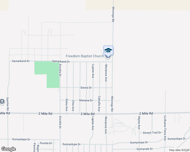 map of restaurants, bars, coffee shops, grocery stores, and more near 5415 Lupine Avenue in Twentynine Palms