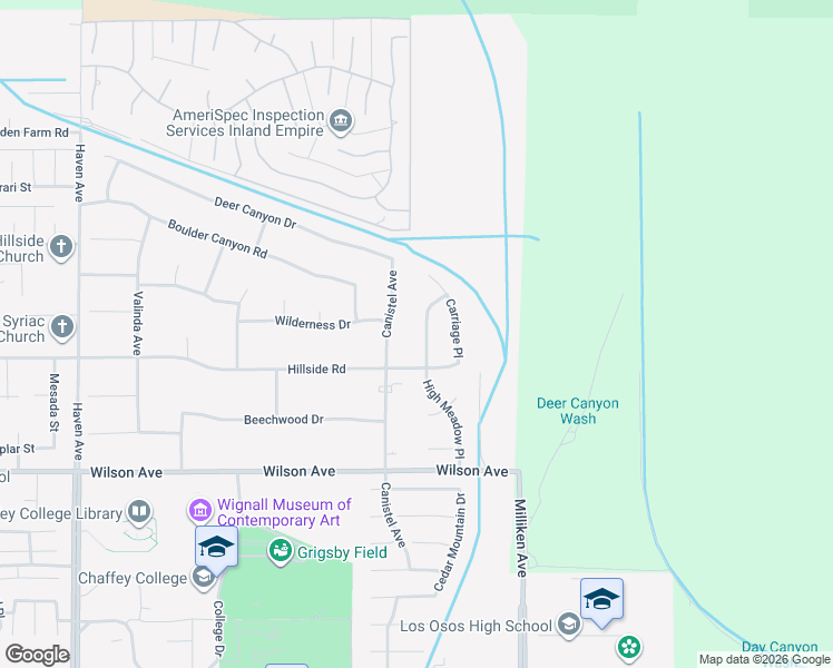 map of restaurants, bars, coffee shops, grocery stores, and more near 5508 High Meadow Place in Rancho Cucamonga
