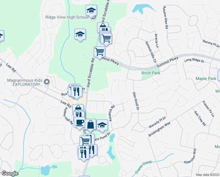 map of restaurants, bars, coffee shops, grocery stores, and more near 214 White Wing Drive in Columbia