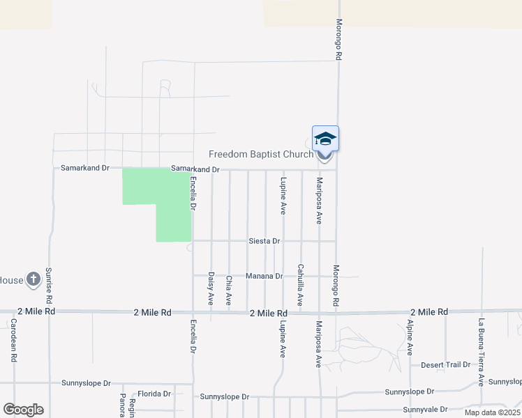 map of restaurants, bars, coffee shops, grocery stores, and more near 5418 Abronia Avenue in Twentynine Palms