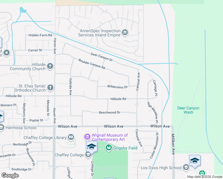 map of restaurants, bars, coffee shops, grocery stores, and more near 10859 Wilderness Drive in Rancho Cucamonga