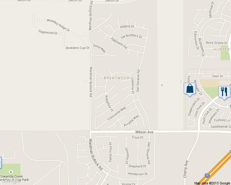 map of restaurants, bars, coffee shops, grocery stores, and more near 14036 Annandale Lane in Rancho Cucamonga