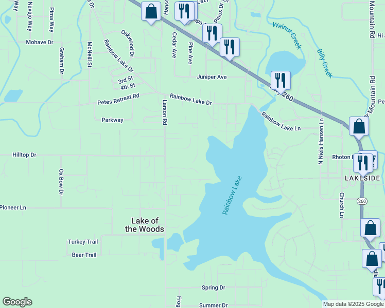map of restaurants, bars, coffee shops, grocery stores, and more near 1570 Penrod Way in Navajo County