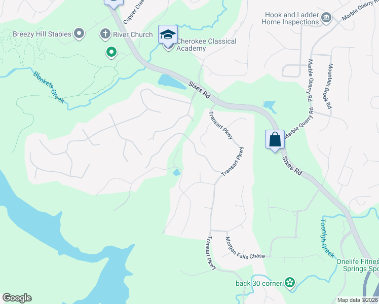 map of restaurants, bars, coffee shops, grocery stores, and more near 402 Martin Falls Manor in Canton