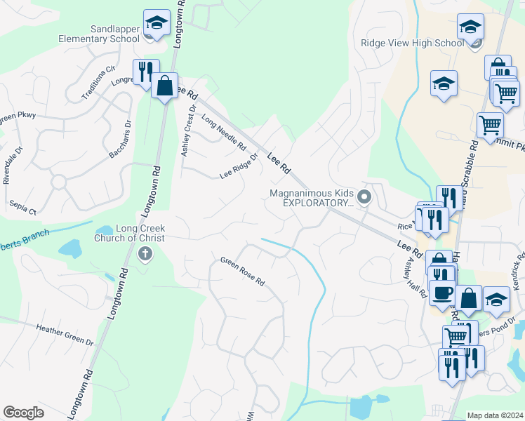 map of restaurants, bars, coffee shops, grocery stores, and more near 302 Berry Ridge Circle in Columbia