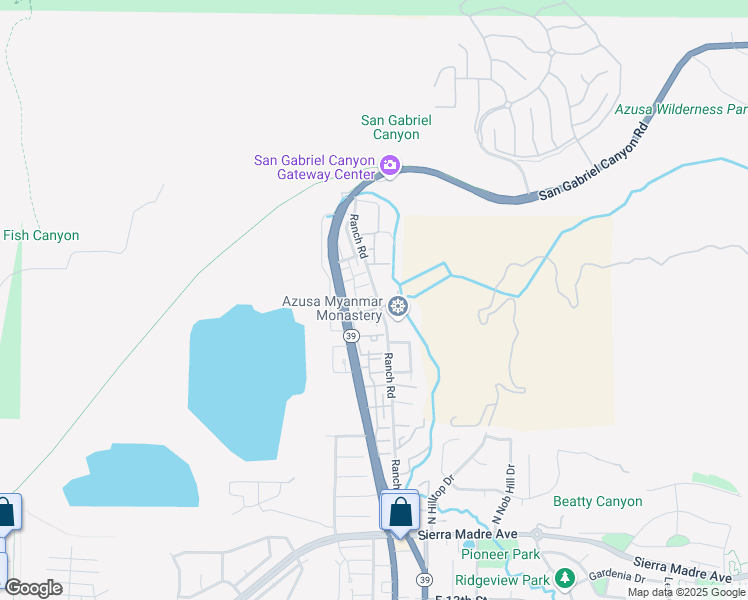 map of restaurants, bars, coffee shops, grocery stores, and more near 220 Windsong Court in Azusa