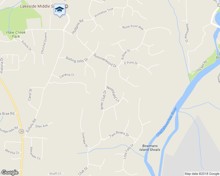 map of restaurants, bars, coffee shops, grocery stores, and more near 3466 Northfield Lane in Cumming