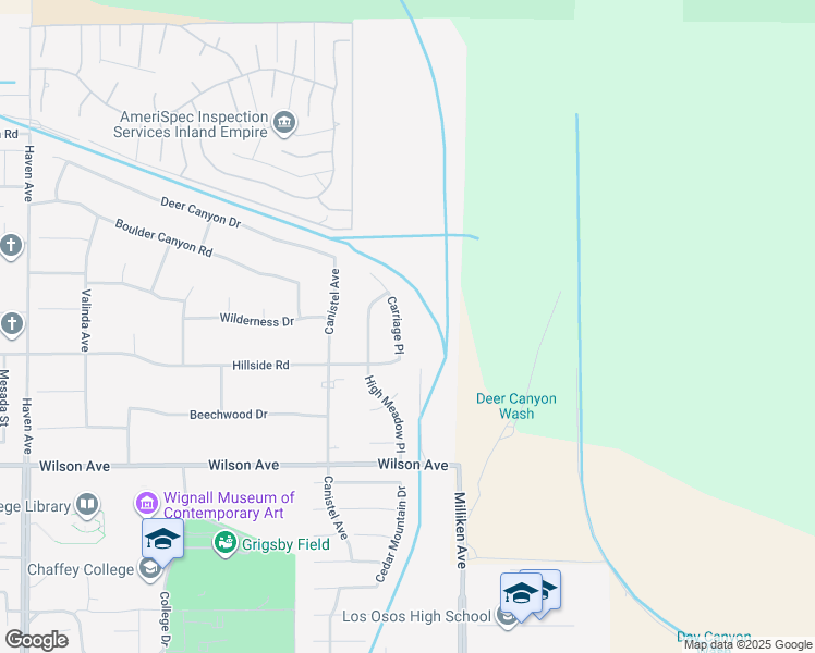 map of restaurants, bars, coffee shops, grocery stores, and more near 5501 Carriage Place in Rancho Cucamonga