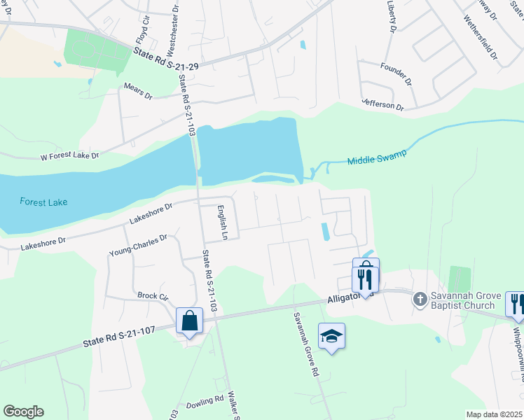 map of restaurants, bars, coffee shops, grocery stores, and more near 2112 Kristens Channel in Florence