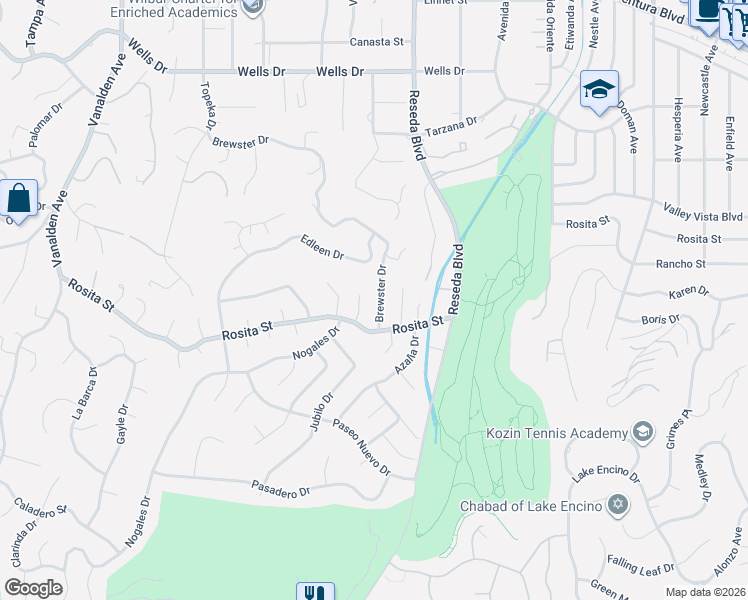 map of restaurants, bars, coffee shops, grocery stores, and more near 4635 Brewster Drive in Los Angeles