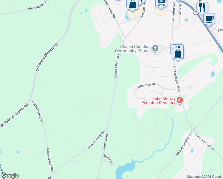 map of restaurants, bars, coffee shops, grocery stores, and more near 312 Amicks Ferry Road in Chapin