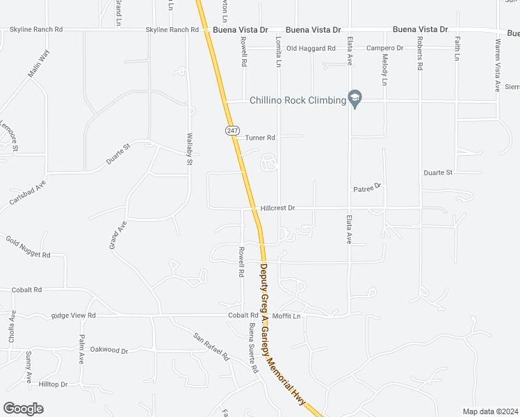 map of restaurants, bars, coffee shops, grocery stores, and more near 57066 Hillcrest Drive in Yucca Valley