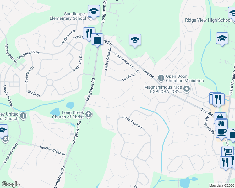 map of restaurants, bars, coffee shops, grocery stores, and more near 32 Lee Ridge Ct in Columbia