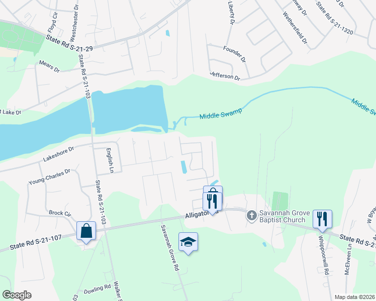 map of restaurants, bars, coffee shops, grocery stores, and more near 2150 Pathway Court in Effingham