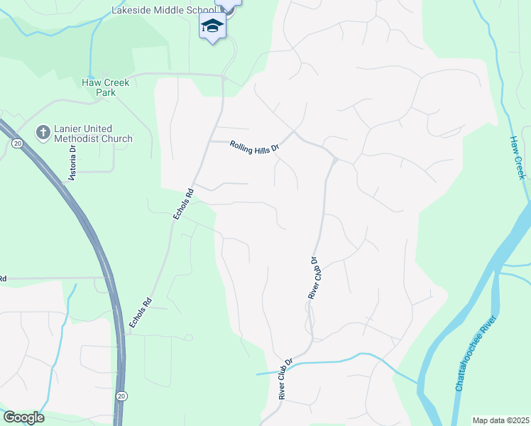 map of restaurants, bars, coffee shops, grocery stores, and more near 2845 Echols Road in Cumming
