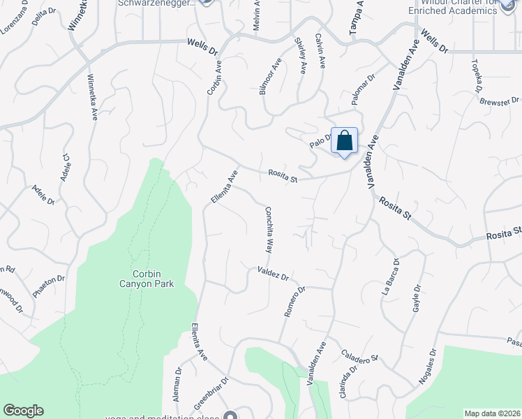 map of restaurants, bars, coffee shops, grocery stores, and more near 4657 Conchita Way in Los Angeles
