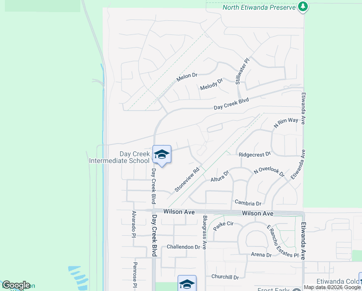 map of restaurants, bars, coffee shops, grocery stores, and more near 5441 Dundee Court in Rancho Cucamonga