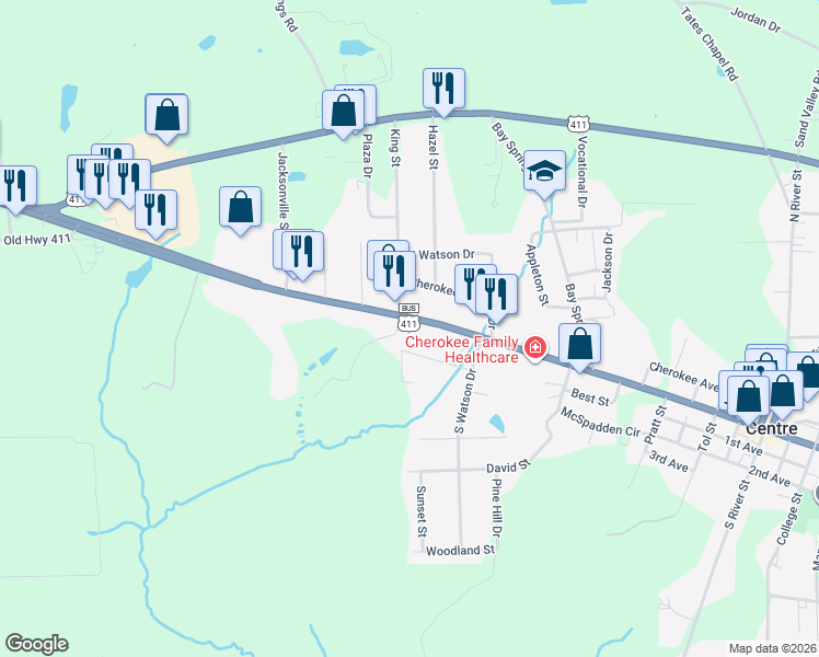 map of restaurants, bars, coffee shops, grocery stores, and more near 1026 1st Avenue West in Centre
