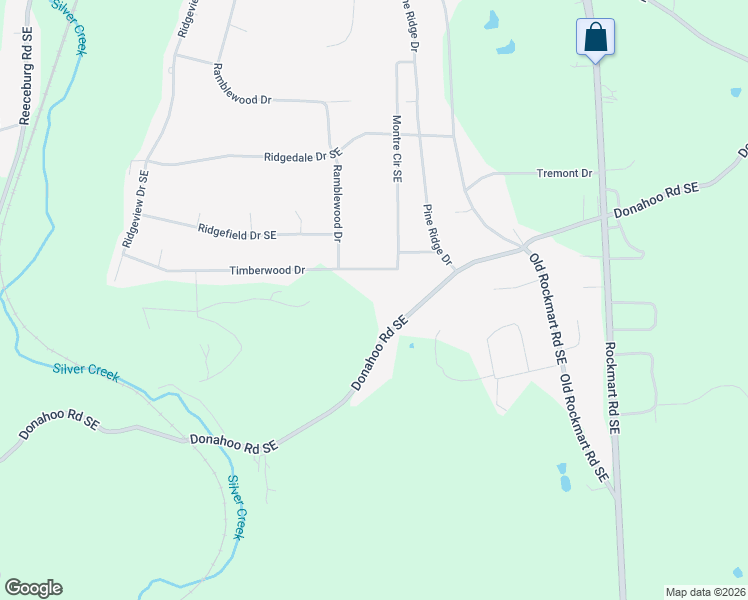 map of restaurants, bars, coffee shops, grocery stores, and more near 640 Donahoo Road Southeast in Silver Creek