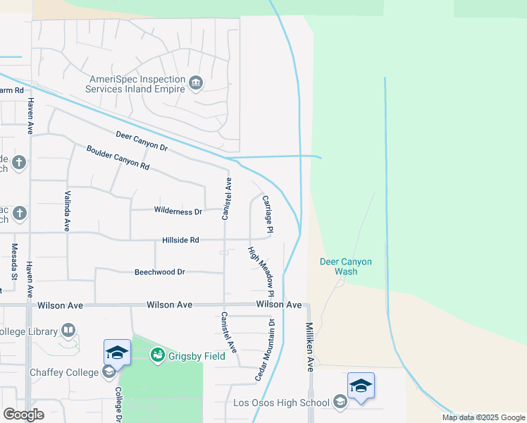 map of restaurants, bars, coffee shops, grocery stores, and more near 5501 Carriage Place in Rancho Cucamonga
