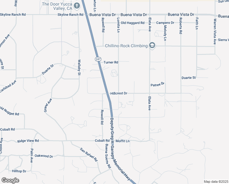map of restaurants, bars, coffee shops, grocery stores, and more near 57066 Hillcrest Drive in Yucca Valley