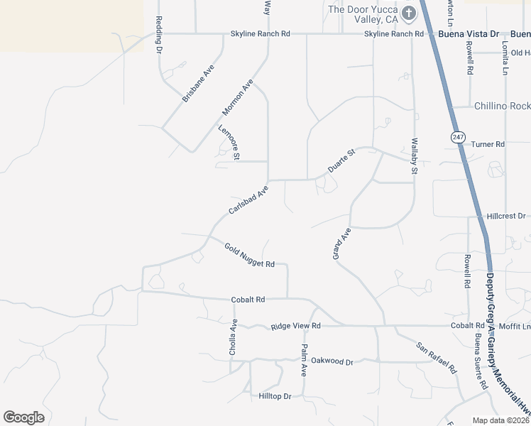 map of restaurants, bars, coffee shops, grocery stores, and more near 5345 Carlsbad Avenue in Yucca Valley