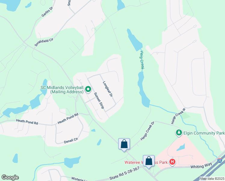 map of restaurants, bars, coffee shops, grocery stores, and more near 312 Longleaf Drive in Elgin