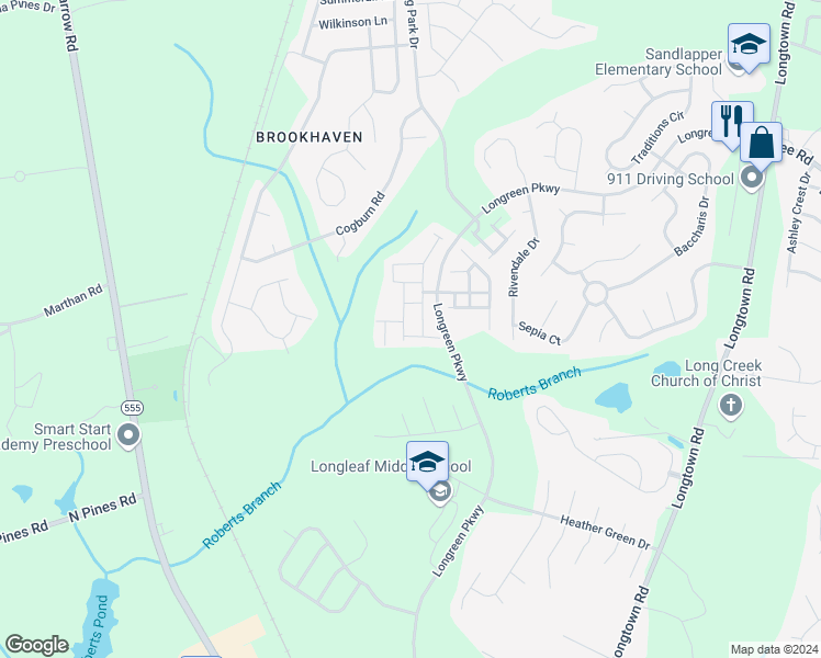 map of restaurants, bars, coffee shops, grocery stores, and more near 416 White Cedar Drive in Columbia