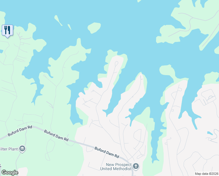 map of restaurants, bars, coffee shops, grocery stores, and more near 6321 Lakeview Drive in Buford