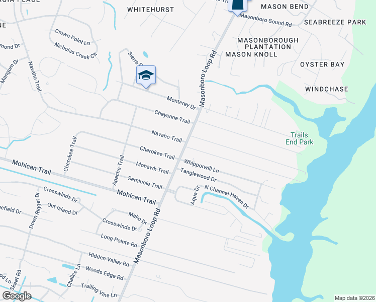 map of restaurants, bars, coffee shops, grocery stores, and more near 4519-4559 Masonboro Loop Road in Wilmington
