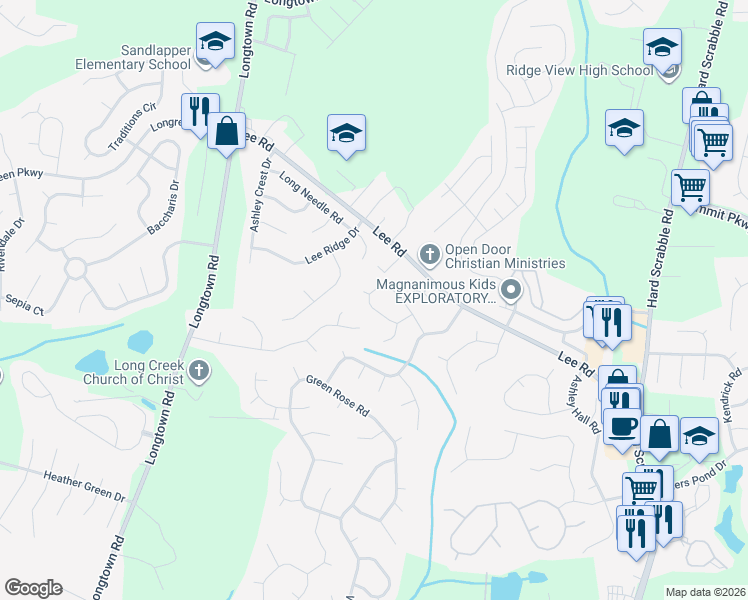 map of restaurants, bars, coffee shops, grocery stores, and more near 302 Berry Ridge Circle in Columbia