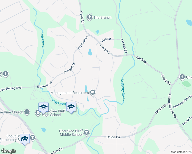 map of restaurants, bars, coffee shops, grocery stores, and more near 5404 Three Lakes Court in Flowery Branch