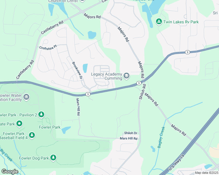 map of restaurants, bars, coffee shops, grocery stores, and more near 3950 Oxford Park Lane in Cumming