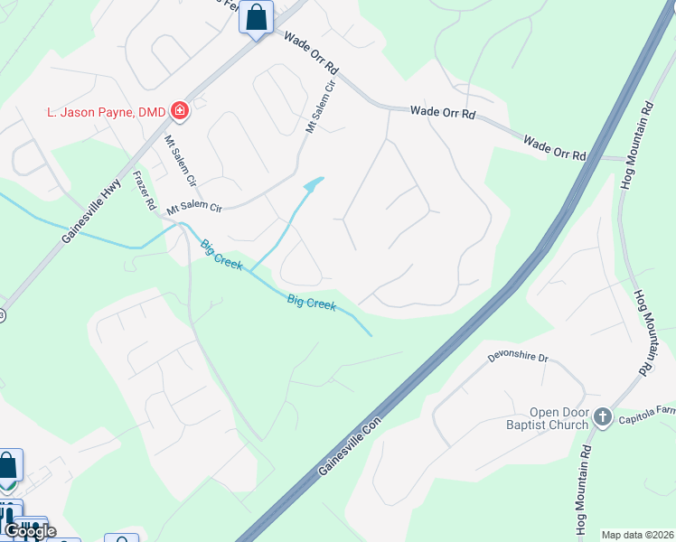 map of restaurants, bars, coffee shops, grocery stores, and more near 6249 Glen Port Circle in Flowery Branch