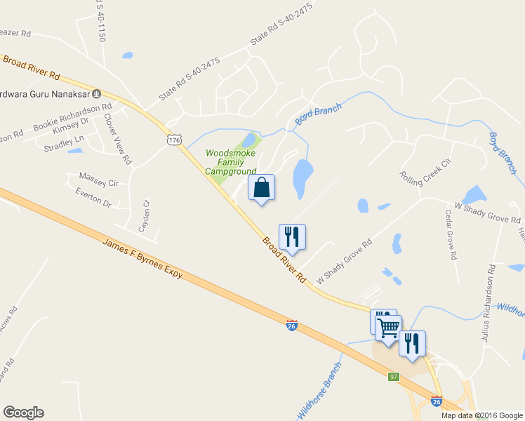 map of restaurants, bars, coffee shops, grocery stores, and more near 11232 Broad River Road in Irmo