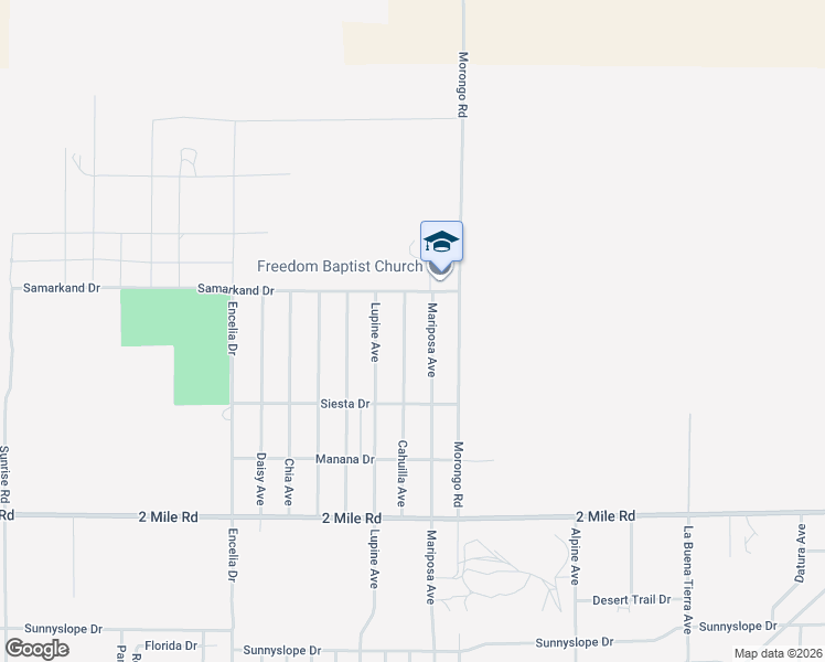 map of restaurants, bars, coffee shops, grocery stores, and more near 5363 Cahuilla Avenue in Twentynine Palms