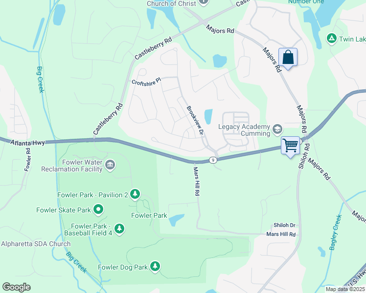 map of restaurants, bars, coffee shops, grocery stores, and more near 3910 Cameron Court in Cumming