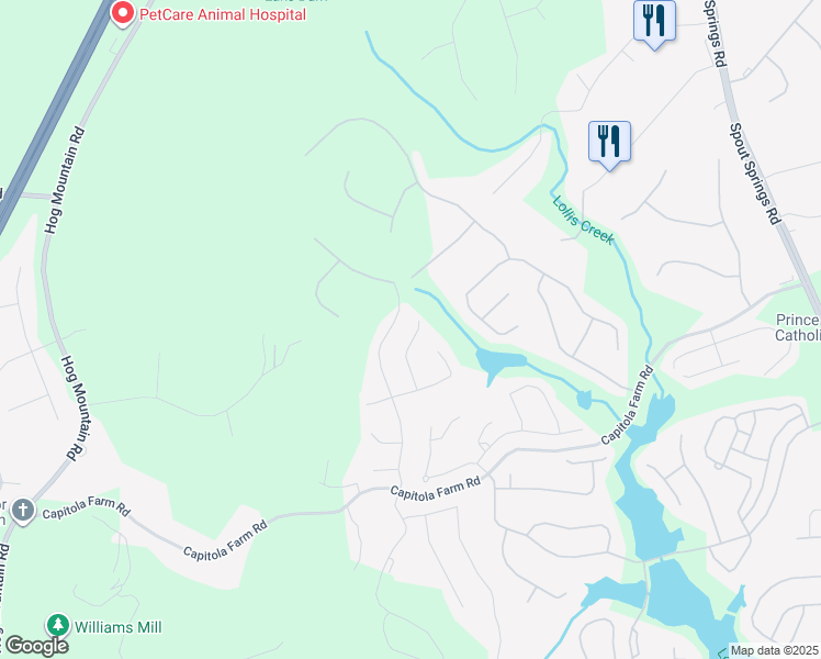 map of restaurants, bars, coffee shops, grocery stores, and more near 6903 Woodtrail Run in Flowery Branch
