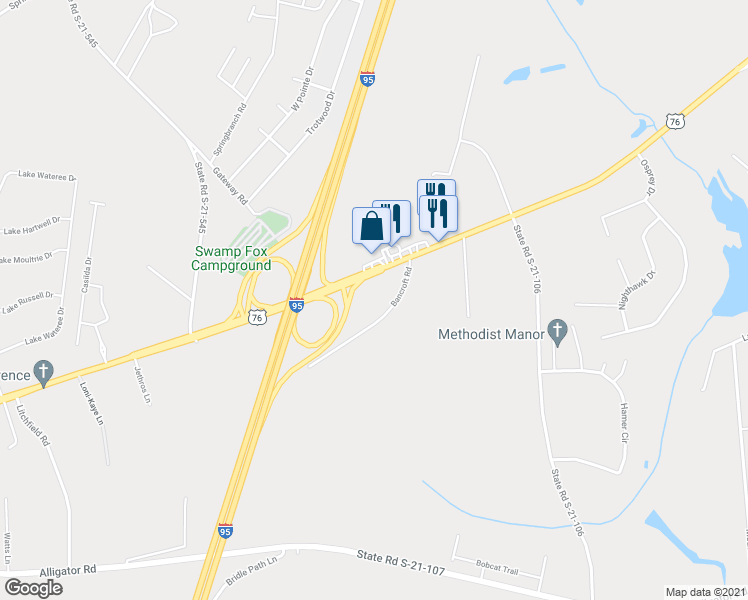 map of restaurants, bars, coffee shops, grocery stores, and more near 3821 Bancroft Rd in Florence