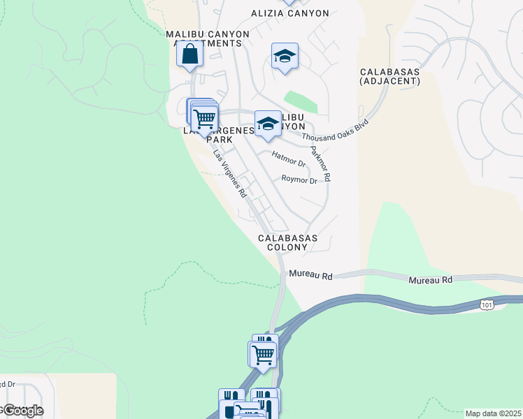 map of restaurants, bars, coffee shops, grocery stores, and more near 26353 West Plata Lane in Calabasas