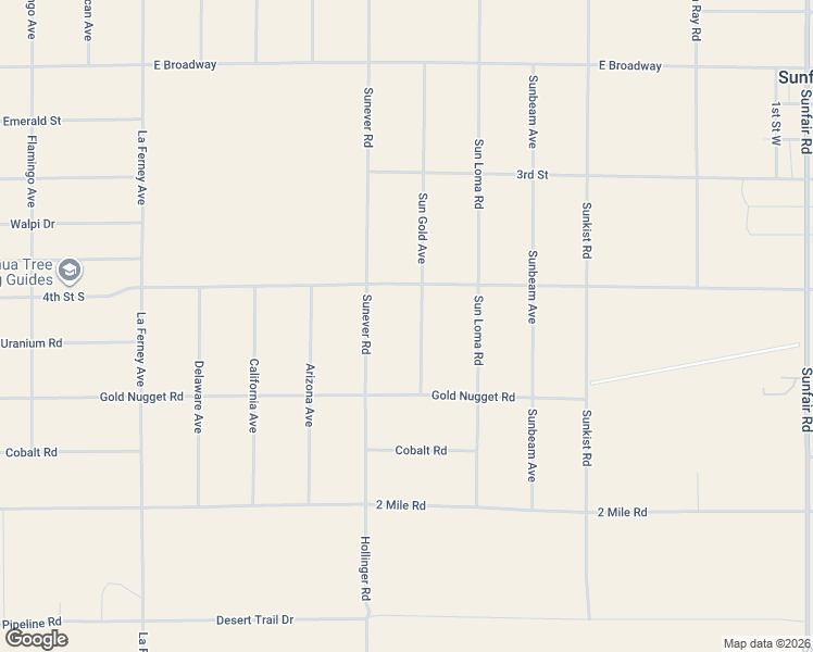 map of restaurants, bars, coffee shops, grocery stores, and more near 5376 Sun Gold Avenue in Joshua Tree