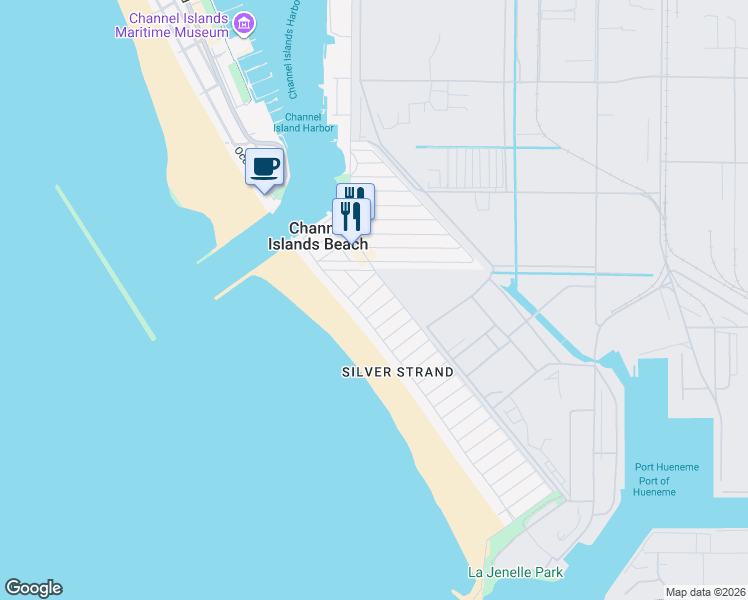 map of restaurants, bars, coffee shops, grocery stores, and more near 222 Highland Drive in Oxnard