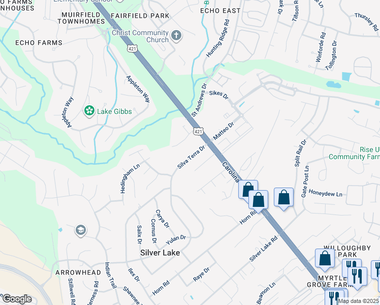 map of restaurants, bars, coffee shops, grocery stores, and more near 17 Silva Terra Drive in Wilmington