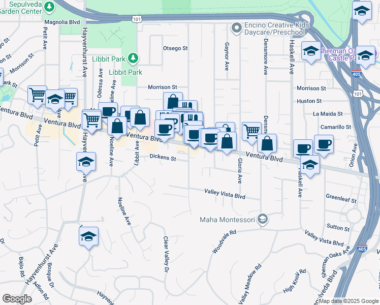 map of restaurants, bars, coffee shops, grocery stores, and more near in Los Angeles