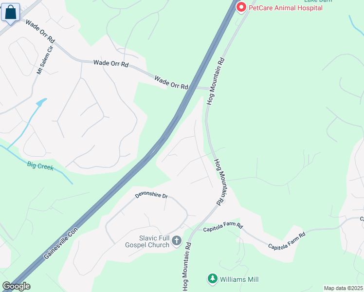 map of restaurants, bars, coffee shops, grocery stores, and more near 5521 Rose Ridge Court in Flowery Branch